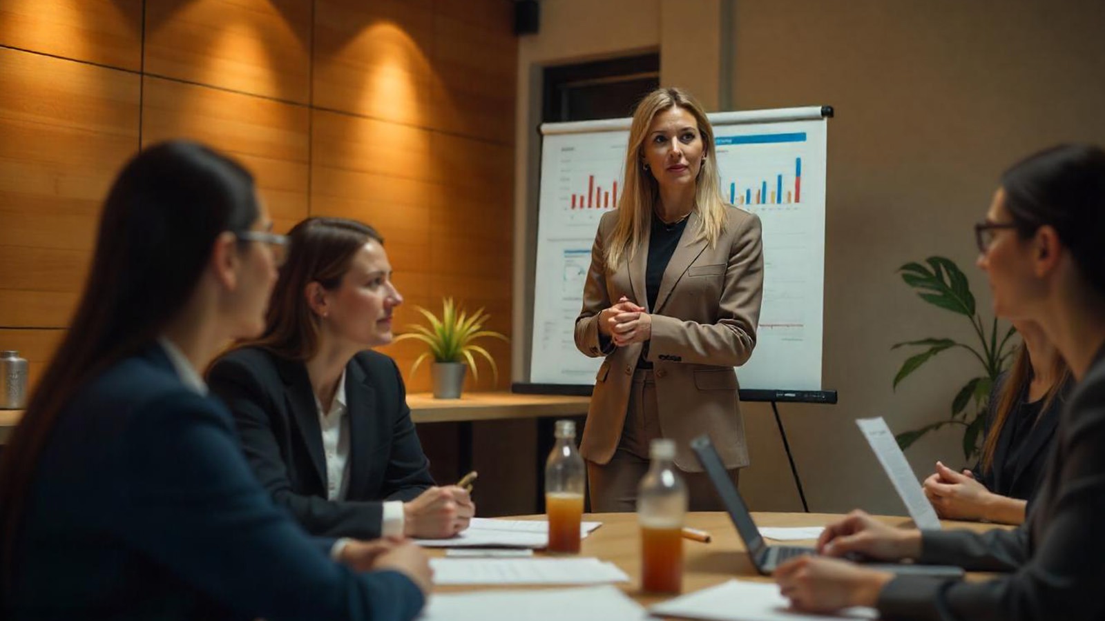 fractional cmo blurb Confident fractional CMO marketing strategist leading a small business growth planning session in an office
