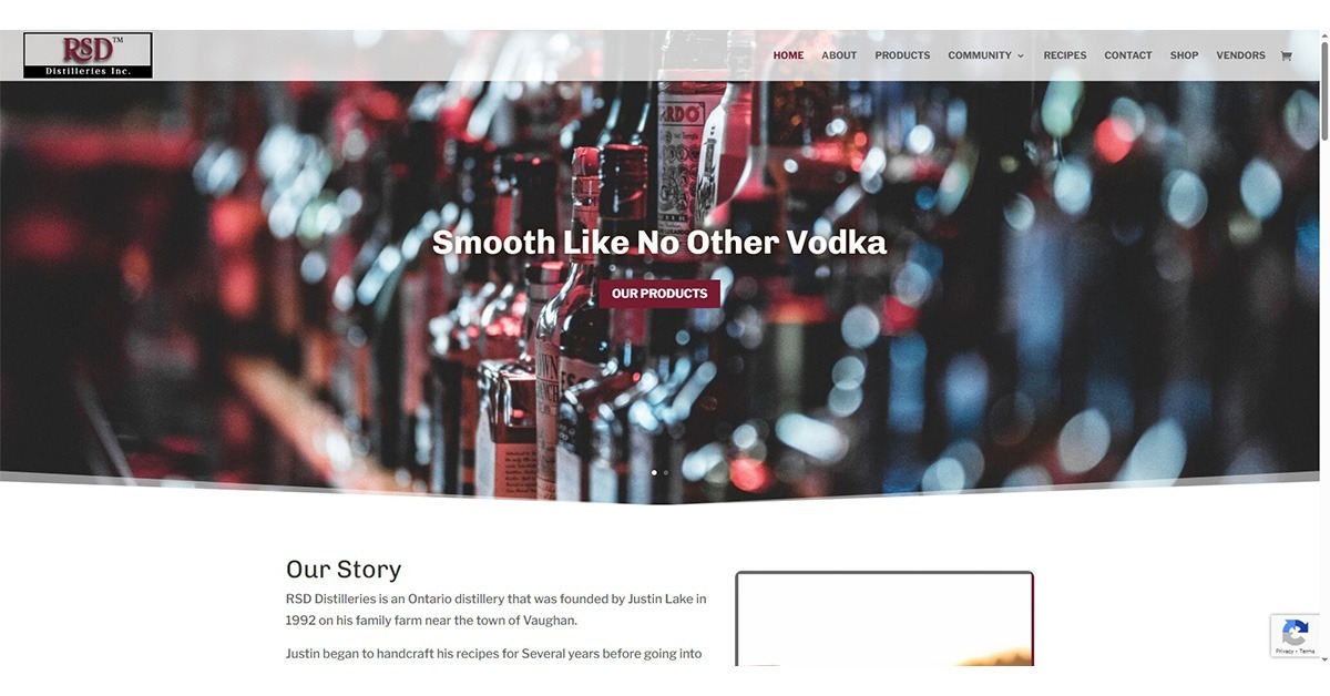rsd distilleries Image of a distillery website header featuring v